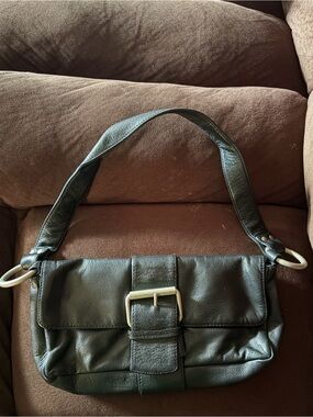 Wilsons Leather Shoulder Bag Buckle Baguette Black Grunge Y2K